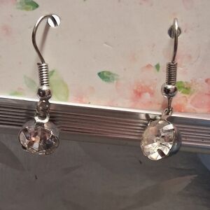 Chic Silver Crystal Dangle Earrings